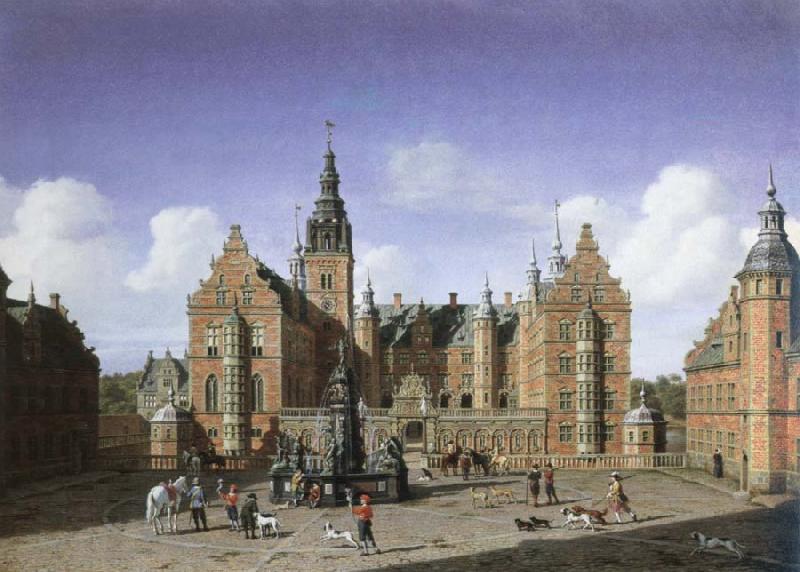 heinrich hansen frederiksborg castle,the departure of the royal falcon hunt China oil painting art